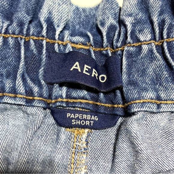 AERO Blue Paper Bag Button Fly Rolled Up Hem Jean Short Size Medium - Picture 5 of 12